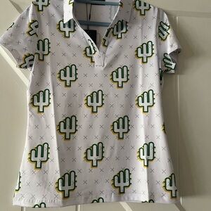 Cactus Print Womens Golf Polo Shirt.  Yatta brand.  New w/tags.  Size S
